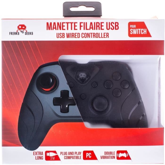Manette filaire FREAKS AND GEEKS Noire pour SWITCH/PC