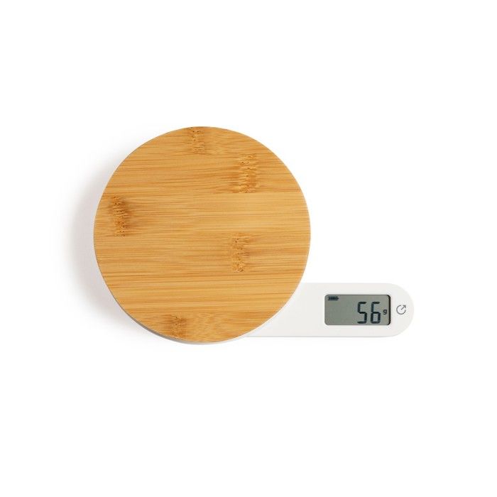 Balance de cuisine dynamo - LIVOO - DOM466 - Plateau bambou - Sans pile ni chargement - Max. 5 kg - 4 unités de mesure - Ecran L