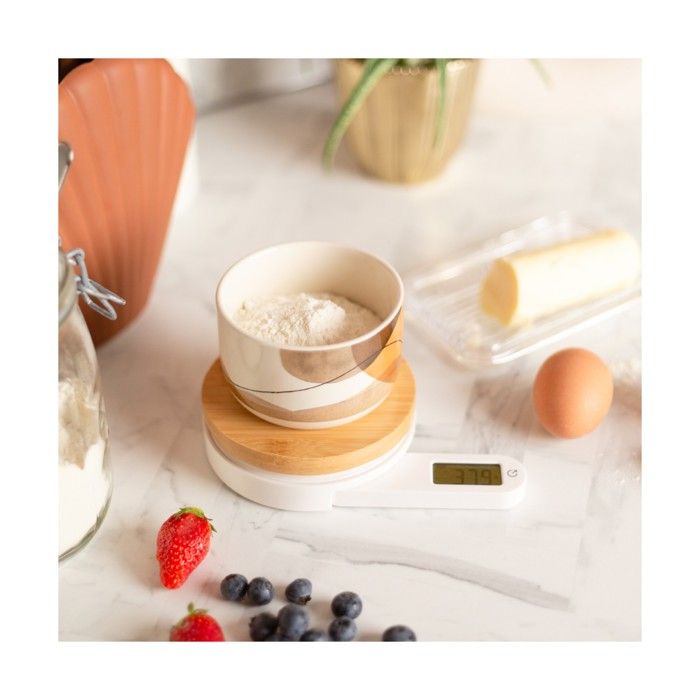 Image secondaire de Balance de cuisine dynamo - LIVOO - DOM466 - Plateau bambou - Sans pile ni chargement - Max. 5 kg - 4 unités de mesure - Ecran L