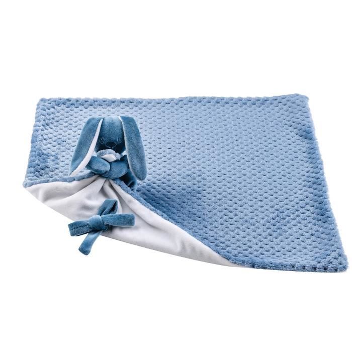 NATTOU Doudou couverture Lapidou - En polyester - Bleu pineapple + blanc SBD