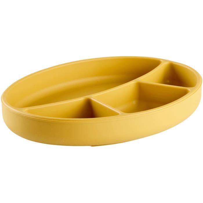 Piatto a ventosa - THERMOBABY - Silicone - Giallo Miele - A scomparti e antiscivolo