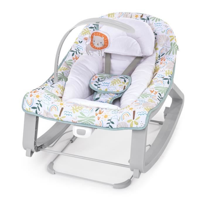 INGENUITY Transat bébé bascule évolutif 3-en-1 Keep Cozy -Tropical Rainbow- 3 Positions: arche avec jouets amovible, jusqu'à 18