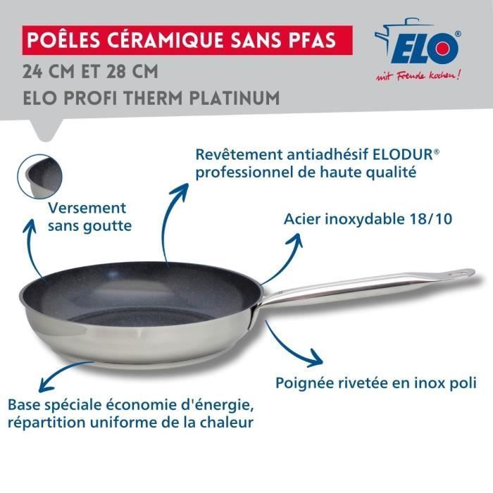 Image secondaire de Set de 3 poêles à induction ELO en inox 18/10 - Ø 24, 28 et 32 cm