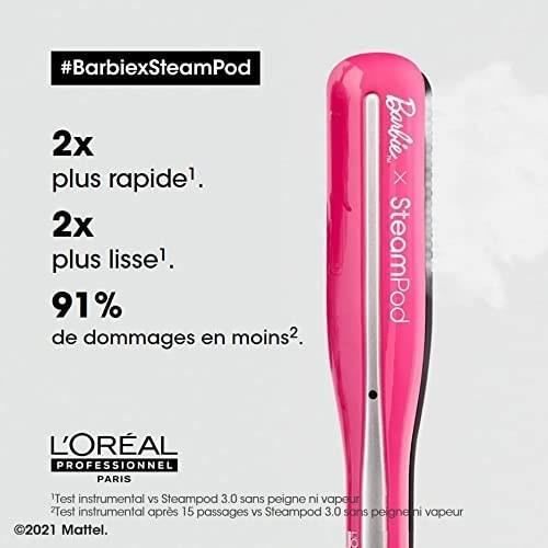 Steampod 3.0 | Edition limitée Barbie + Trousse | Lisseur Cheveux Professionnel 2-en-1 : Lissage & Wavy | Trousse similicuir grainée