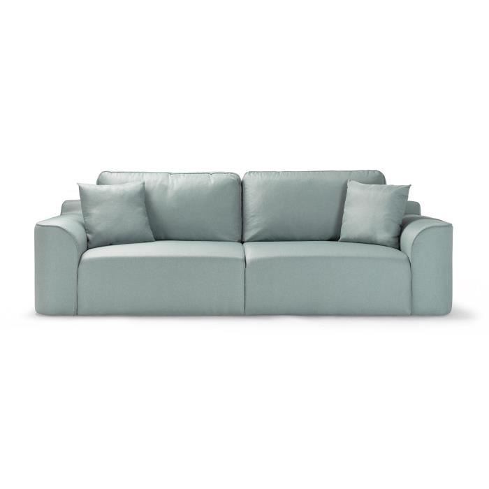Canapé d'angle - BIG JOHN - Tissu bleu gris - Table basse assortie - L 272 x P 106 x H 95 cm