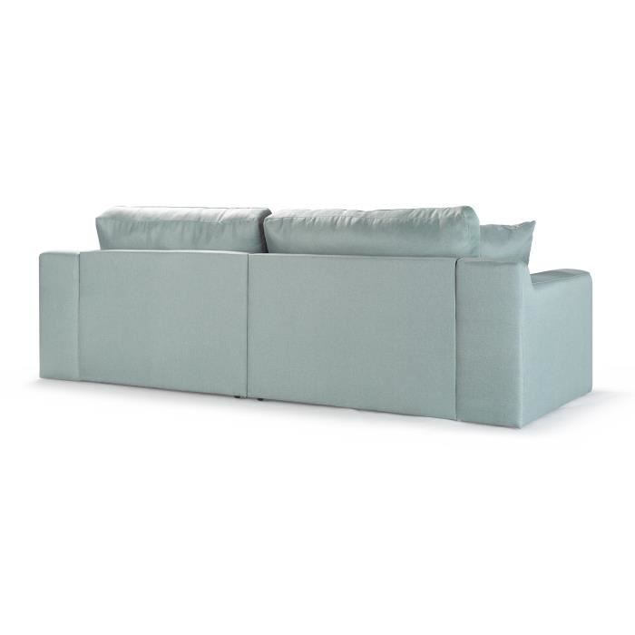 Canapé d'angle - BIG JOHN - Tissu bleu gris - Table basse assortie - L 272 x P 106 x H 95 cm