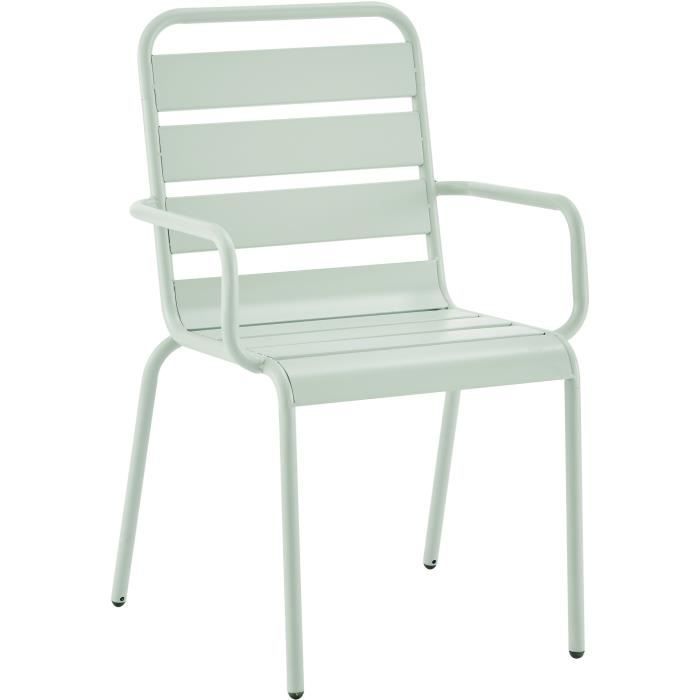 Lot de 4 fauteuils de jardin - Acier - Vert Céladon