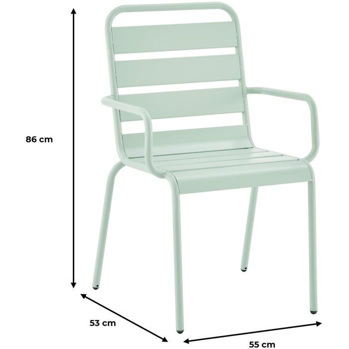 Lot de 4 fauteuils de jardin - Acier - Vert Céladon