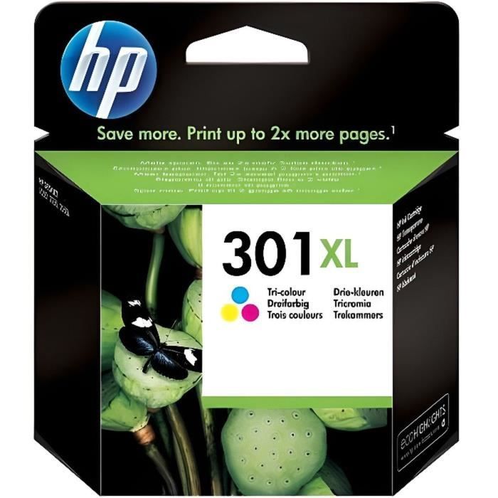HP 301XL Cartouche d'encre trois couleurs grande capacité authentique (CH564EE) pour HP Envy 4505 et HP DeskJet 1050/1512/2548/3057A