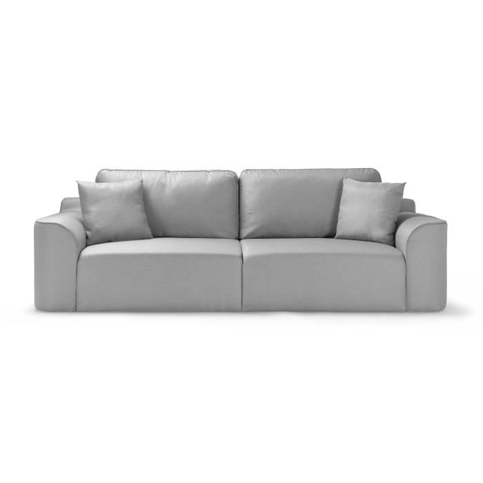 Canapé d'angle - BIG JOHN - Tissu Gris - Table basse assortie - L 272 x P 106 x H 95 cm