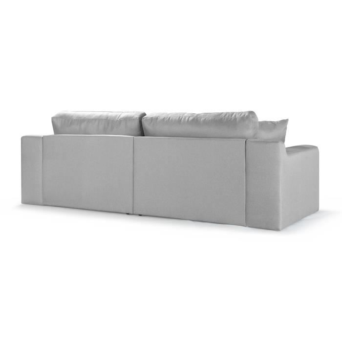 Canapé d'angle - BIG JOHN - Tissu Gris - Table basse assortie - L 272 x P 106 x H 95 cm