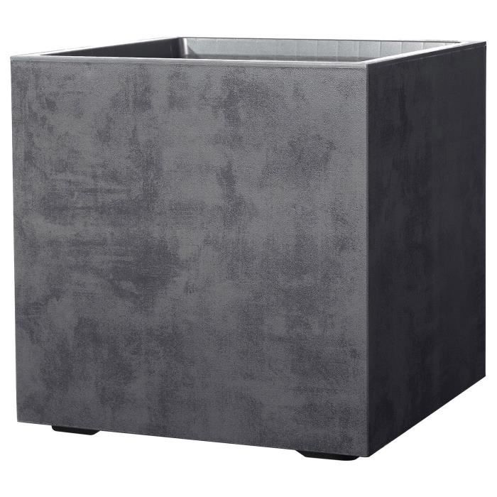 Pot de fleur Cube - DEROMA - Millennium R - Anthracite - A réserve d'eau - Roulettes - 49 cm