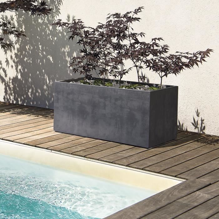 Image secondaire de Jardinière Muret Millennium R Anthracite avec Réserve d'Eau - 78,5x39x39,1 cm