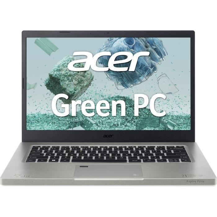 PC Portable - ACER - Aspire Vero AV14-51-55EU - 14FHD IPS - Core i5-1235U - RAM 8Go - Stockage : 256Go SSD - Windows 11 - Intel EVO