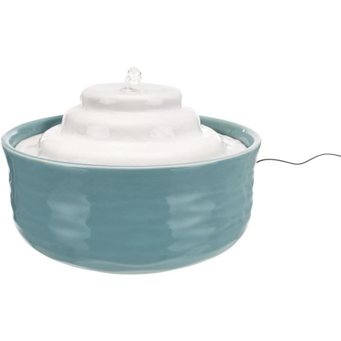 Fontaine à eau - TRIXIE - Vital Falls - Céramique - 1,5 L - ø 22 x 13 cm - Pétrole / Blanc