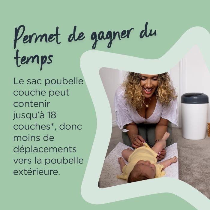 TOMMEE TIPPEE Lot de 6 Recharges Poubelle a Couches Simplee, Protection Anti-Odeur et Anti-Germe