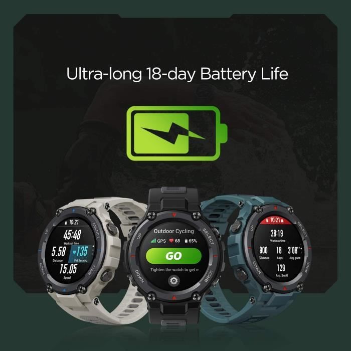 AMAZFIT T-Rex Pro - Montre connectée - Noir