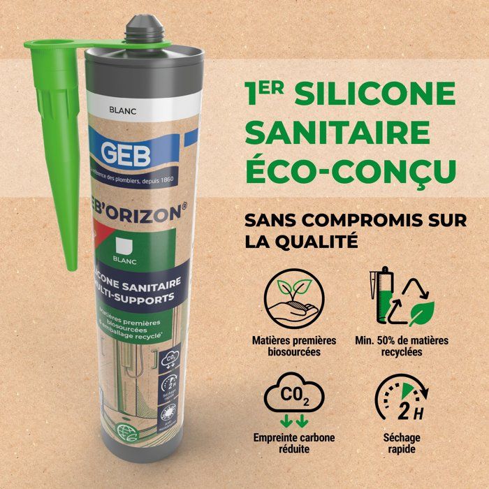 Image secondaire de Silicone Sanitaire Multi-Supports GEB'ORIZON Blanc 310 ml