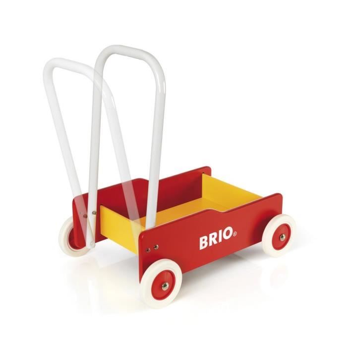 Chariot de marche Bois - Rouge et jaune - Avec frein - BRIO