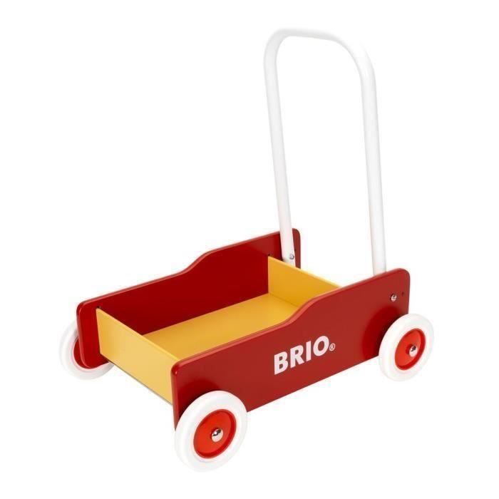 Chariot de marche Bois - Rouge et jaune - Avec frein - BRIO