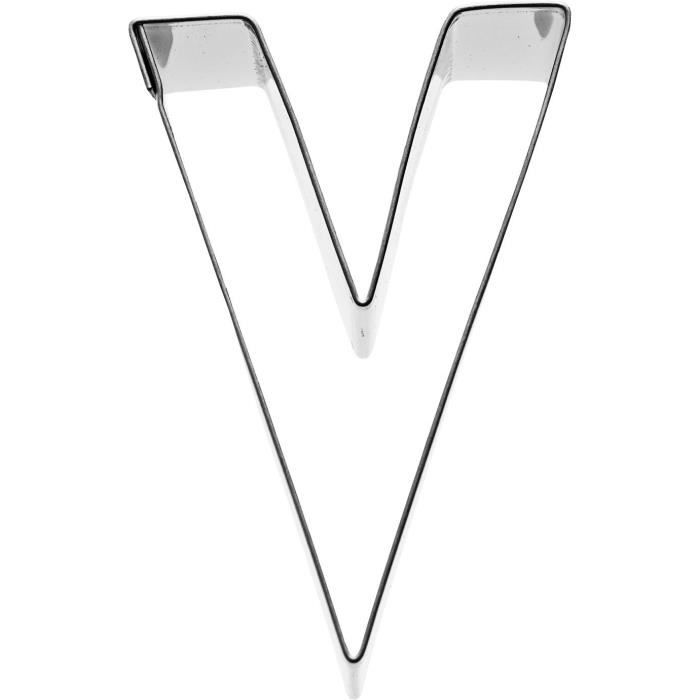KARIS Emporte-piece Lettre V Birkmann T.1.9 - Inox - 6 cm - PG rouge