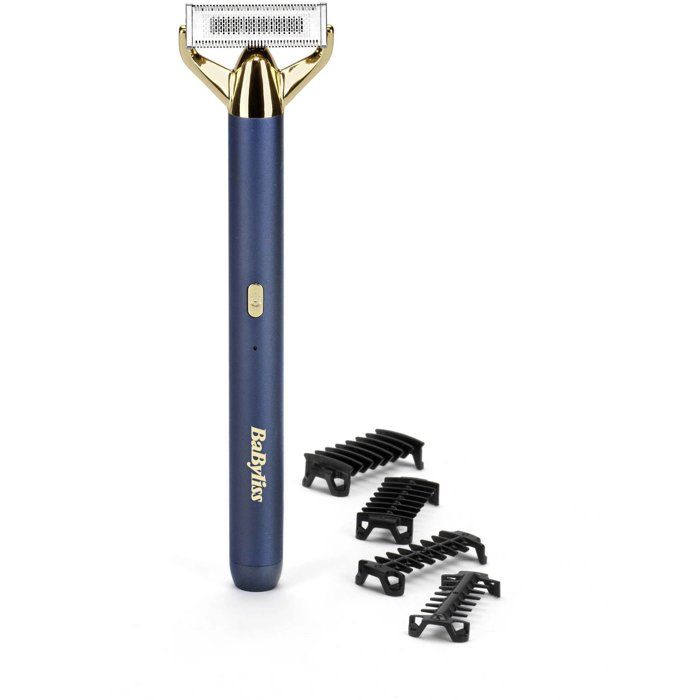 Recortadora y afeitadora de barba - BABYLISS - X-Blade Super-X Metal - Sin cable - 45 min de duraci�n de la bater�a - 4 peines - Edici�n dorada y azul marino