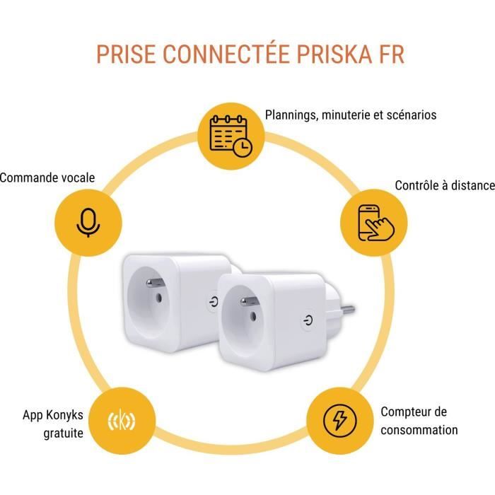 Image secondaire de Lot de 2 prises connectées Wi-Fi + BT - KONYKS - Priska FR Dual Pack - 16 A - Avec compteur de consommation