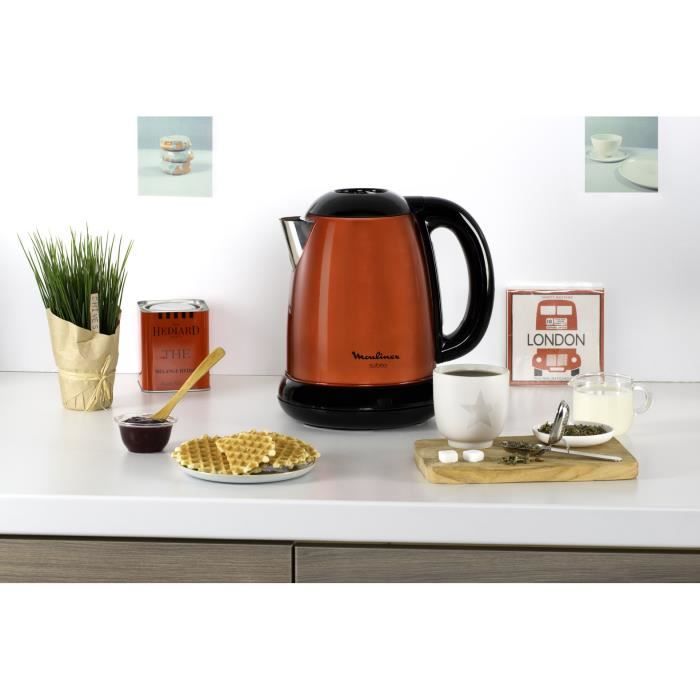 MOULINEX BY540510 Subito Bouilloire électrique, 1,7 L, Inox, Bouilloire sans fil, Base 360°, Niveau d'eau visible- Rouge