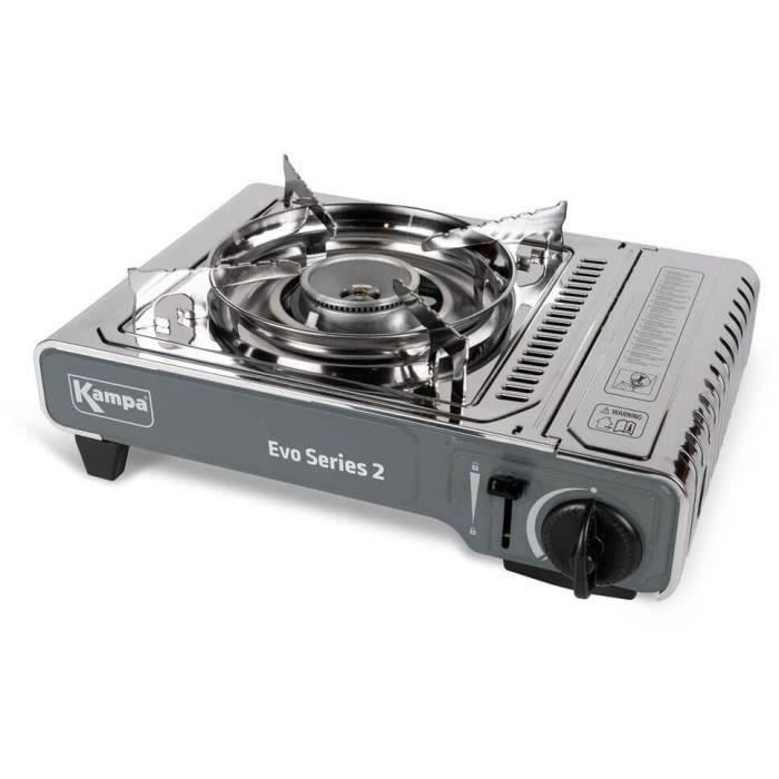 Fornello a cartuccia a gas - KAMPA - Evo 2 - 1 fuoco - Grigio