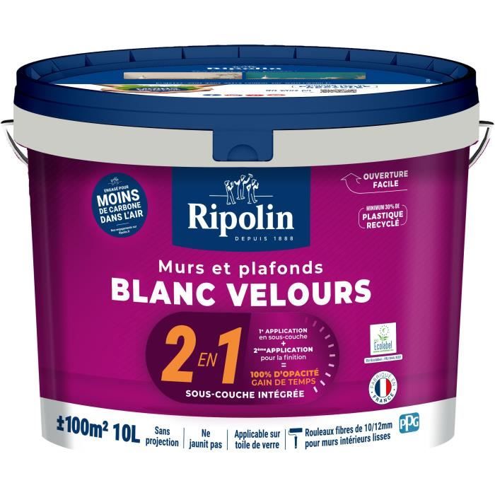 2 in 1 wall & ceiling velvet white - RIPOLIN - 10 L