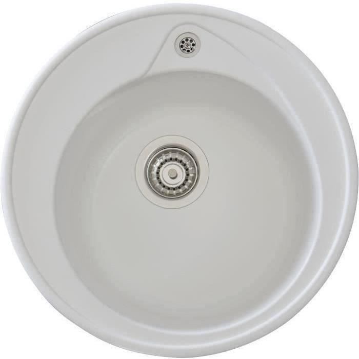 STRADOUR Lavello da incasso in RONDA, in SMC WHITE UNI - 17, 1 vasca, dim. Ø 49 cm, svuotamento manuale