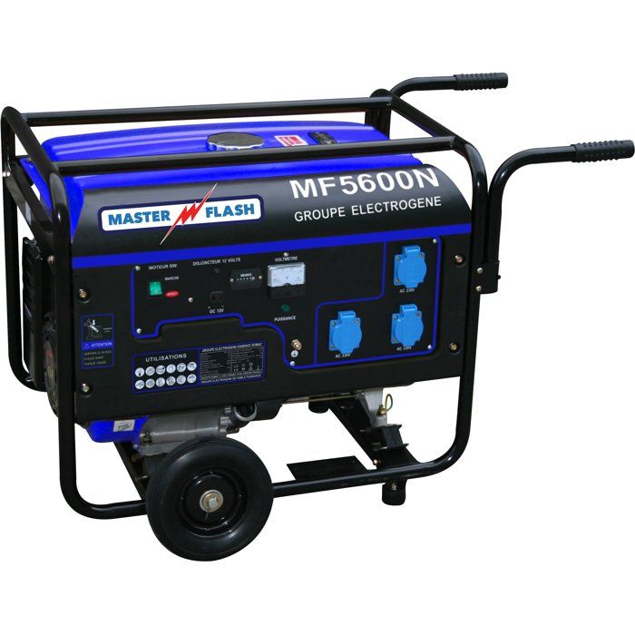 Groupe électrogène essence MASTER FLASH 5500 W avec chariot - Monophasé