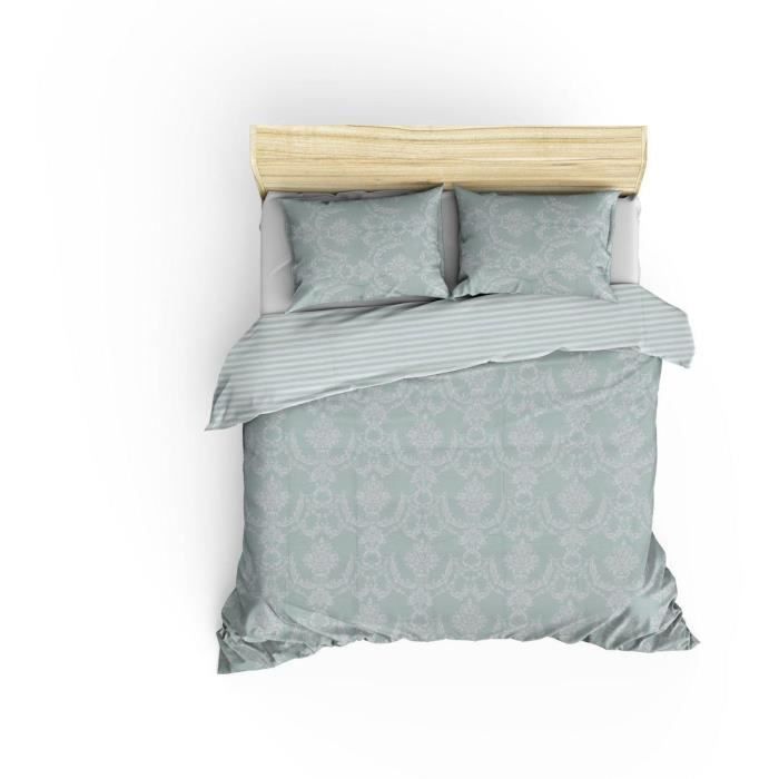 Image secondaire de Parure de lit - 1 housse de couette 220 x 240 cm + 2 taies d'oreiller 60 x 60 cm - 65% coton, 35% polyester - Vert