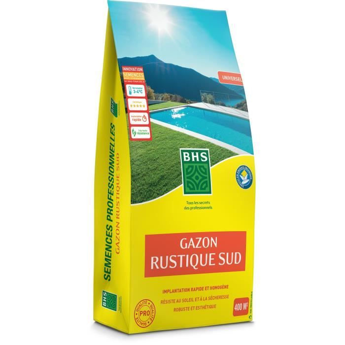 Prato - BHS - Rustic South Lawn - 10 kg - Resistente alla siccità grazie alla festuca alta. Veloce e coerente.