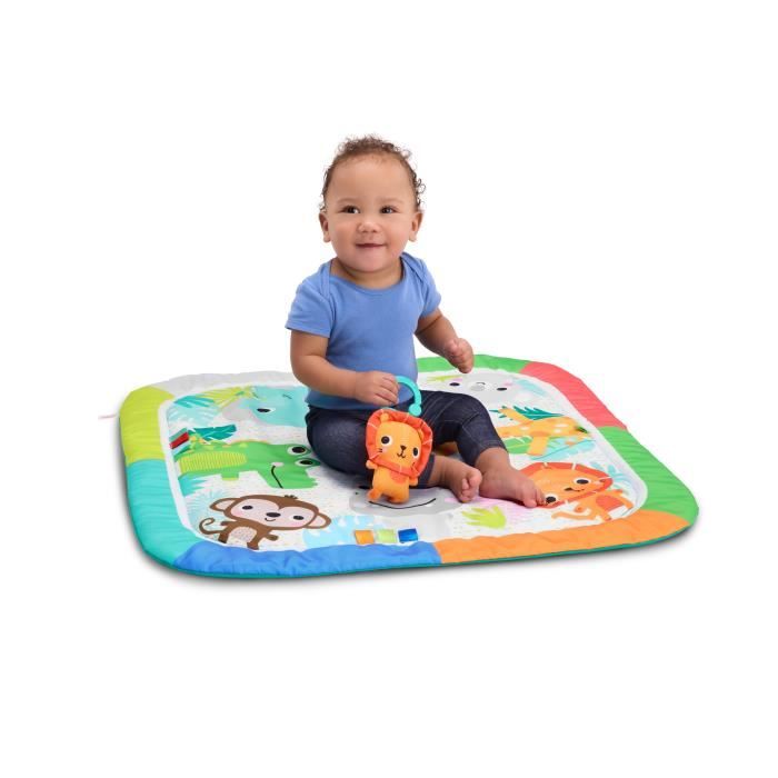 Image secondaire de BRIGHT STARTS Tapis de sol éveil bébé évolutif pliable- Jungle Bleu- arche avec jouets sensoriels et musicaux, miroir