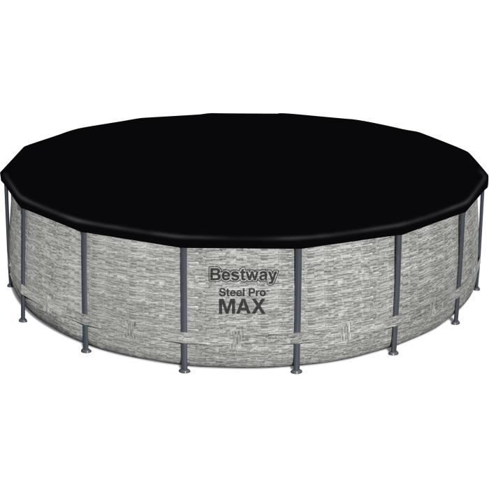 Kit Piscine hors sol tubulaire BESTWAY - Steel Pro Max™ - 488 x 122 cm - Ronde (Livrée avec pompe de filtration, échelle et bâche)