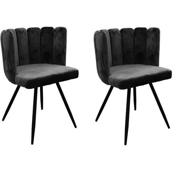 ARIEL Set di 2 sedie in velluto nero - Gambe in metallo