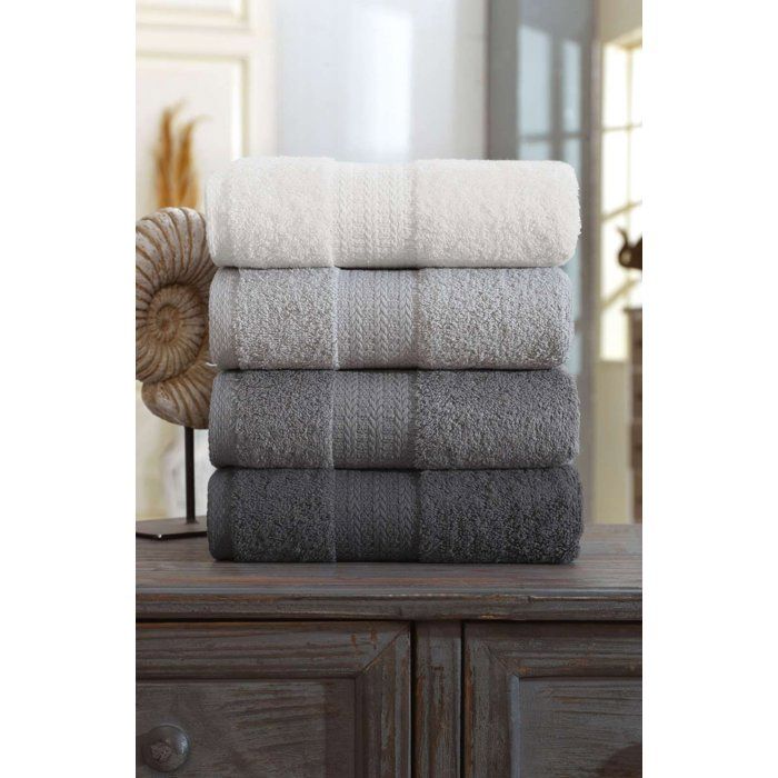 Ensemble de 4 serviettes de bain en coton gris - 50 x 85 cm