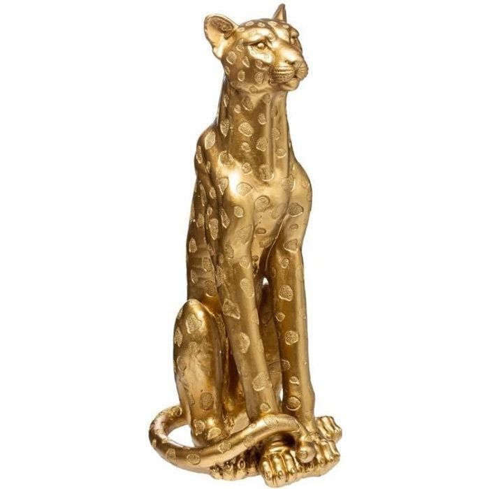 Statue léopard grand modele - H90 cm - Doré