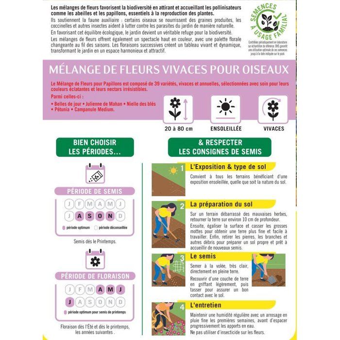 Image secondaire de Mélange de Fleurs Vivaces pour Oiseaux - 18 Variétés - 230 g