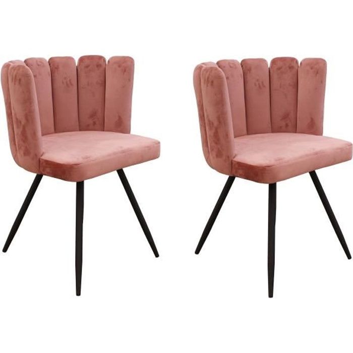 ARIEL Set di 2 sedie in velluto rosa - Gambe in metallo