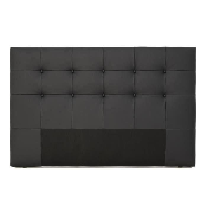 Tete de lit capitonnée ARGOS - Simili Noir - Pour couchage 140 et 160 - 165 x 100 cm
