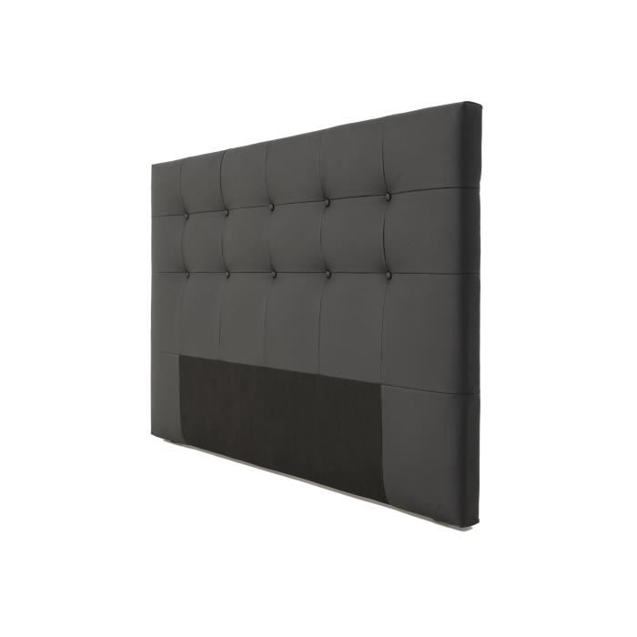 Tete de lit capitonnée ARGOS - Simili Noir - Pour couchage 140 et 160 - 165 x 100 cm