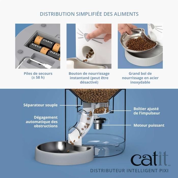 CATIT - PIXI Distributeur de croquettes connecté pour chat - 1,2 kg (contrôlé par une application)