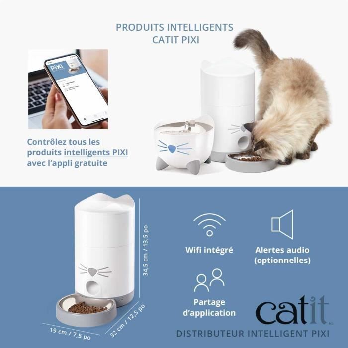 CATIT - PIXI Distributeur de croquettes connecté pour chat - 1,2 kg (contrôlé par une application)