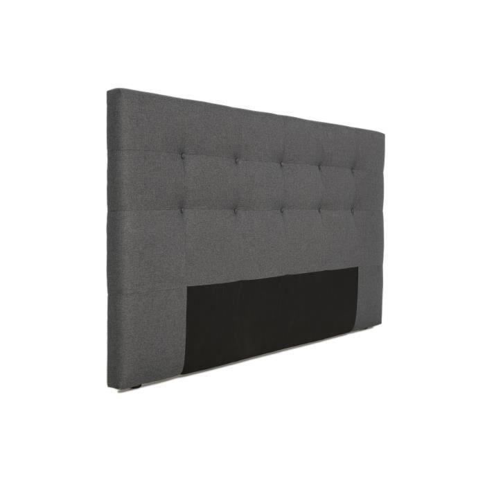 Tete de lit capitonnée ARGOS - Tissu Anthracite - Pour couchage 140 et 160 - 165 x 100 cm