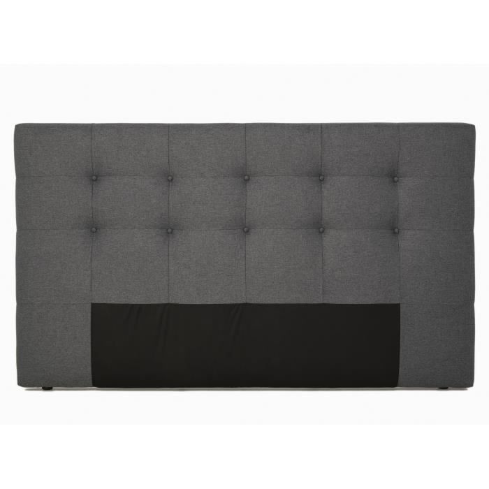 Tete de lit capitonnée ARGOS - Tissu Anthracite - Pour couchage 140 et 160 - 165 x 100 cm