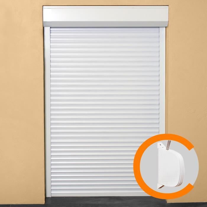 FRANCE-COMBI Volet roulant PVC recoupable manuel a sangle blanc - L 150 x H 220 cm
