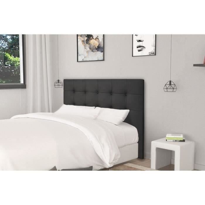 Tete de lit capitonnée ARGOS - Simili Noir - Pour couchage 140/160 ou 180 - 185 x 100 cm