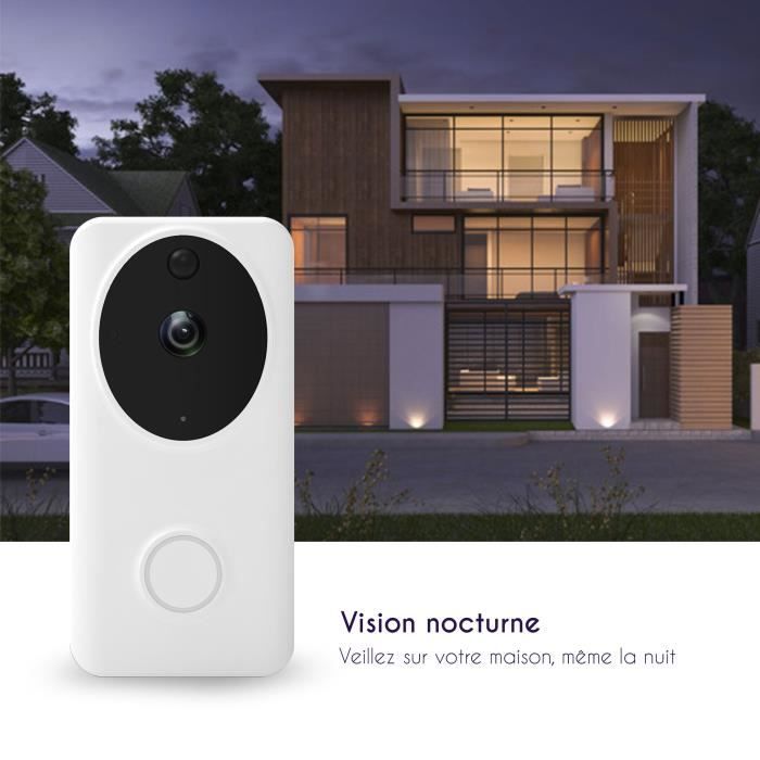 Logicom Home Belly Visio Camera HD 720p 166° Sonnette vidéo connectée Wi-Fi – Vision nocturne infrarouge Détection de mouvements